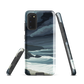 Phone case featuring moody Cape Kidnappers coastline with crashing waves and dark skies