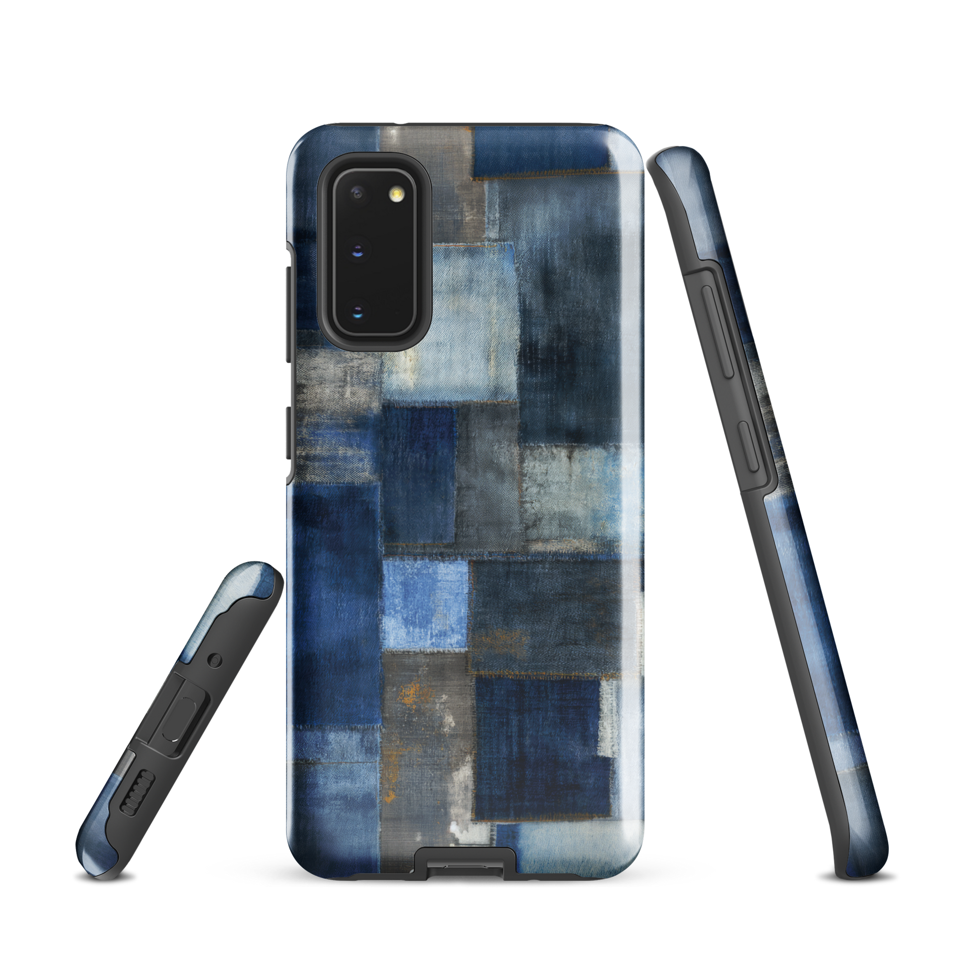 Indigo patchwork phone case | Textured blue design NZ