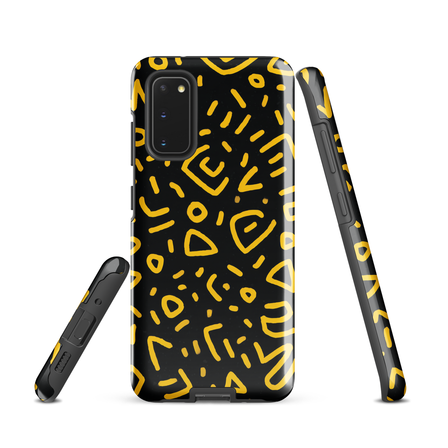 'Retro Scribbles' Samsung Galaxy S20 tough phone case - protective glossy case NZ Australia
