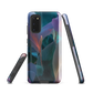 Ethereal abstract floral designer phone case in pastel pink, lilac and teal tones