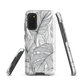 Minimal black and white tropical leaf designer phone case with detailed botanical line art