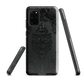 Black embossed damask phone case with gothic baroque pattern.