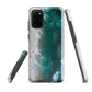 Ocean wave phone case with abstract beach design in teal and white, by NZ artist Ben Hart.