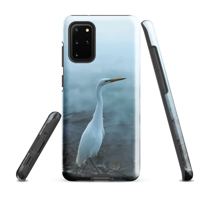 'White Heron in the mist' Samsung Galaxy S20 Plus tough phone case - protective glossy case NZ Australia