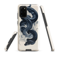 Phone case with black python and smoke design on cream background, serpent art by NZ artist Ben Hart.