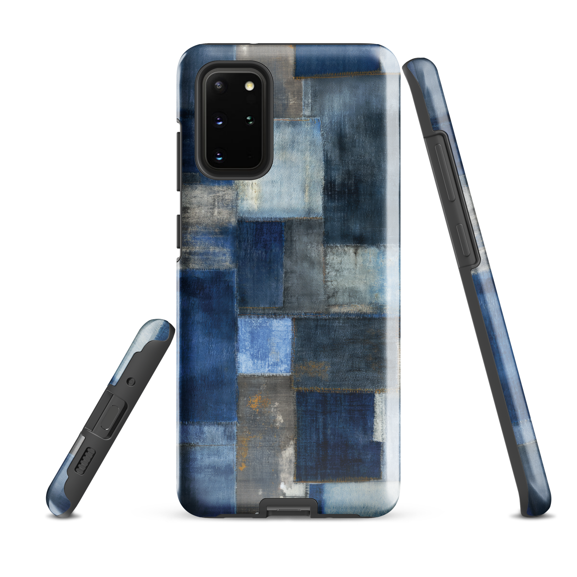 Indigo patchwork phone case | Textured blue design NZ