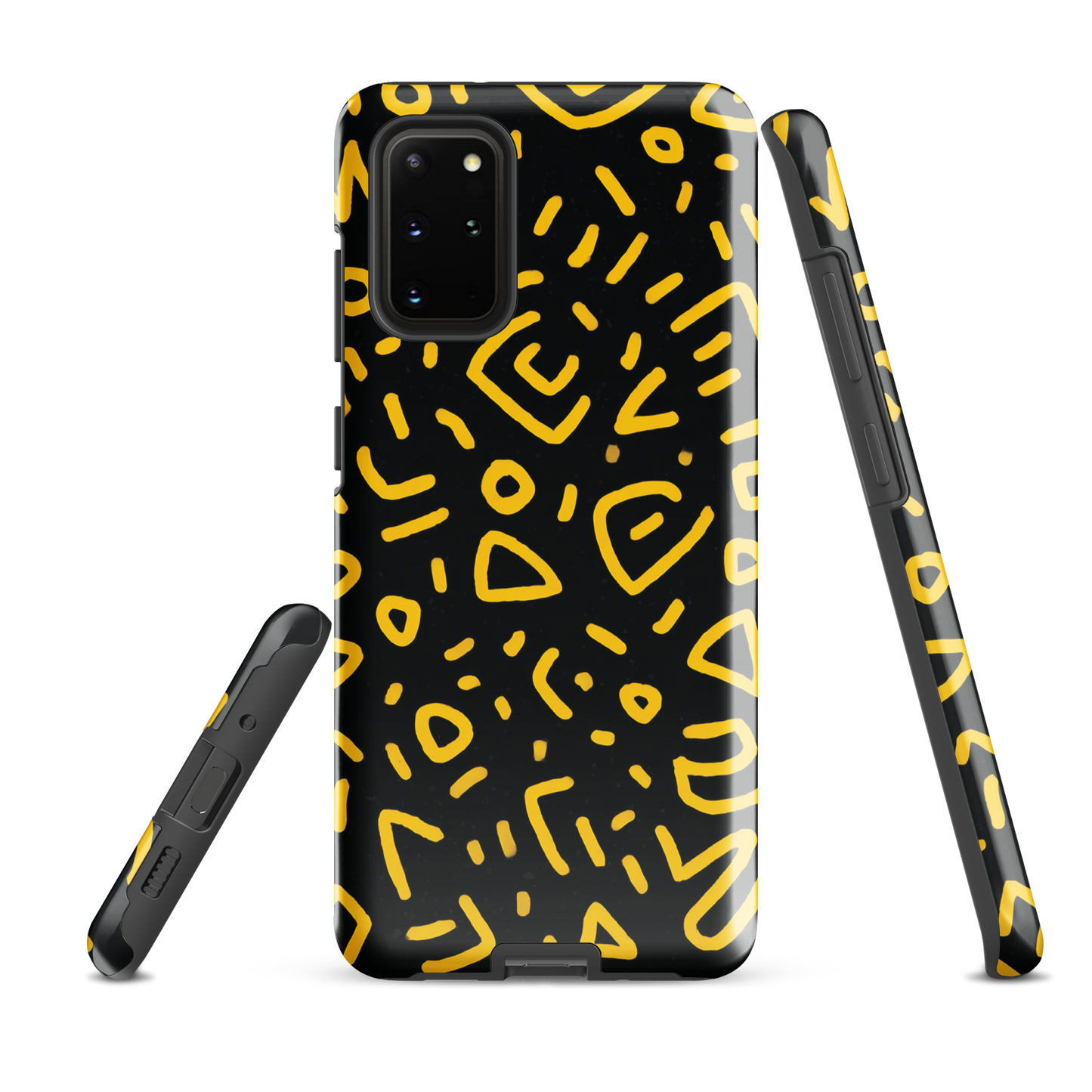 'Retro Scribbles' Samsung Galaxy S20 Plus tough phone case - protective glossy case NZ Australia