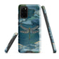 Nature-inspired phone case featuring a dragonfly over calm water with blue and green forest tones.