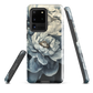 'Whisper' Samsung case features a stunning close-up of softly painted peony blooms in dreamy shades of ivory, grey, and smoky blue.