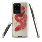 Phone case with red snake design on a cream background, coiled in smoky detail. Bold artwork by NZ designer Ben Hart.