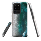 Ocean wave phone case with abstract beach design in teal and white, by NZ artist Ben Hart.