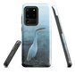 Phone case with a white heron standing in a misty wetland scene.