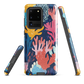 Colourful coral reef phone case design in pink, blue and yellow by NZ artist Ben Hart