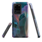 Ethereal abstract floral designer phone case in pastel pink, lilac and teal tones