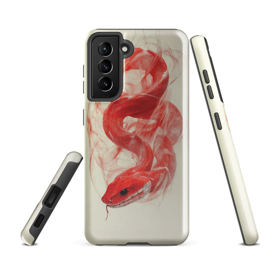 'Red Snake' Samsung Galaxy S21 FE tough phone case - protective glossy case NZ Australia