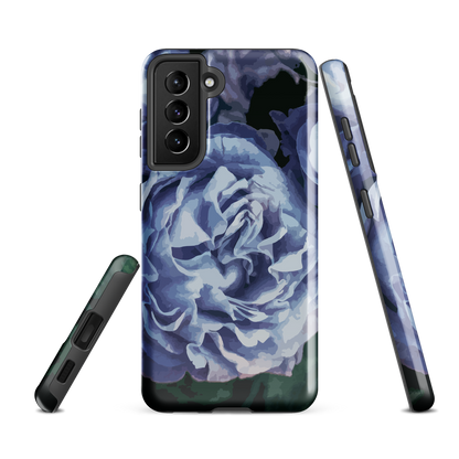 'Blue Rose' Samsung Galaxy S21 FE tough phone case - protective glossy case NZ Australia
