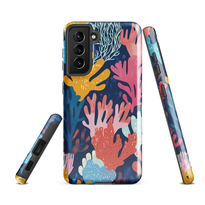 'Coral Reef' Samsung Galaxy S21 FE tough phone case - protective glossy case NZ Australia