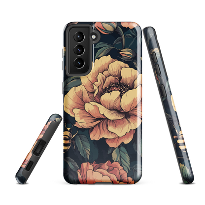 'Vintage Pink Roses' Samsung Galaxy S21 FE tough phone case - protective glossy case NZ Australia