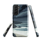 Phone case featuring moody Cape Kidnappers coastline with crashing waves and dark skies