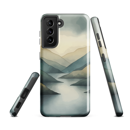 'Misty Mountains' Samsung Galaxy S21 FE tough phone case - protective glossy case NZ Australia