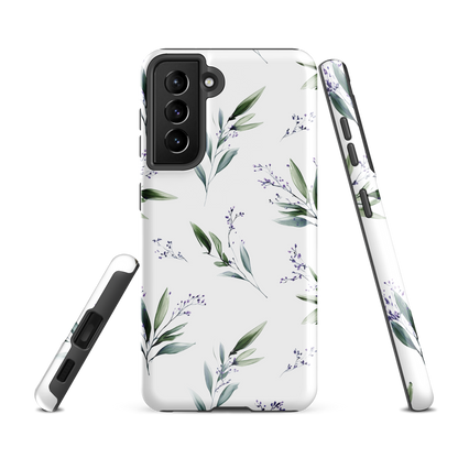 'Botanical Sprigs' Samsung Galaxy S21 FE tough phone case - protective glossy case NZ Australia