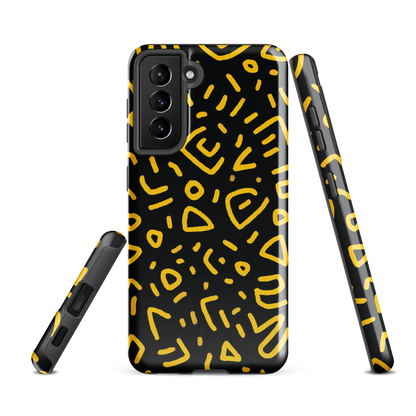 'Retro Scribbles' Samsung Galaxy S21 FE tough phone case - protective glossy case NZ Australia