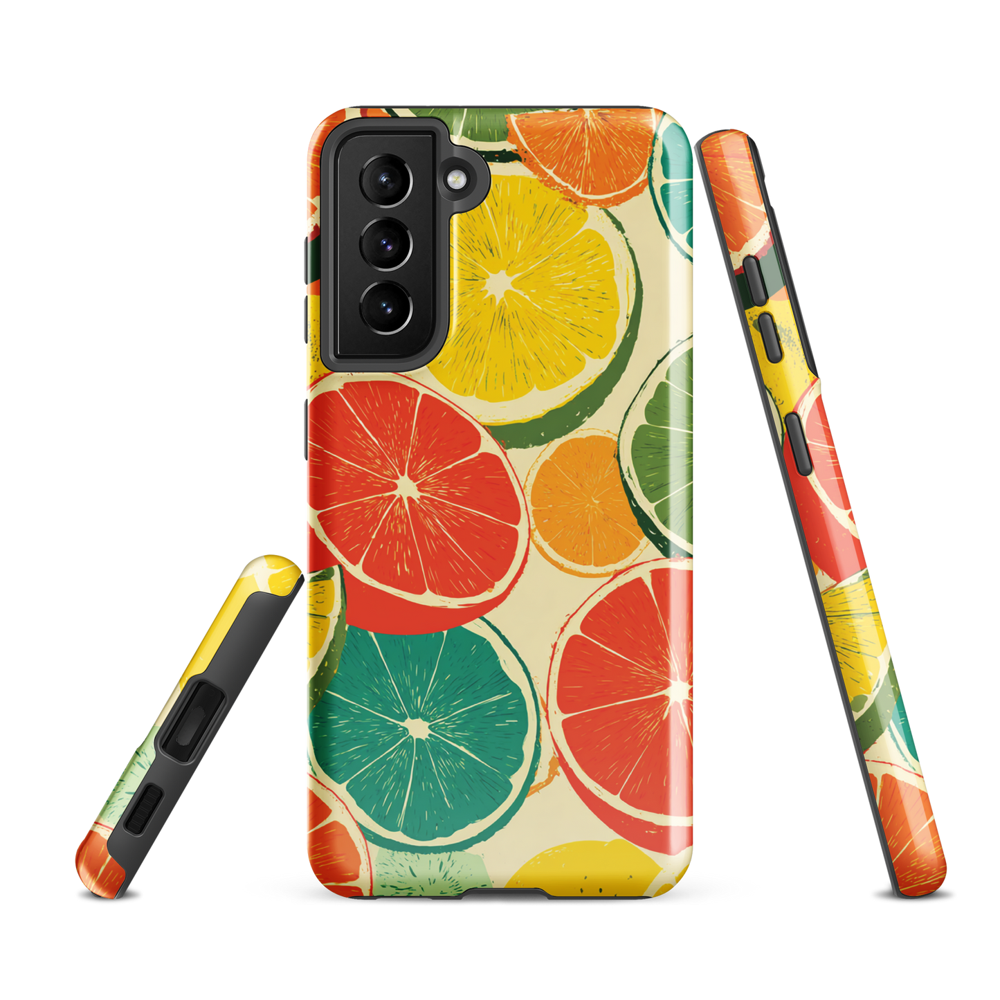 'Citrus Pop' Samsung Galaxy S21 FE tough phone case - protective glossy case NZ Australia
