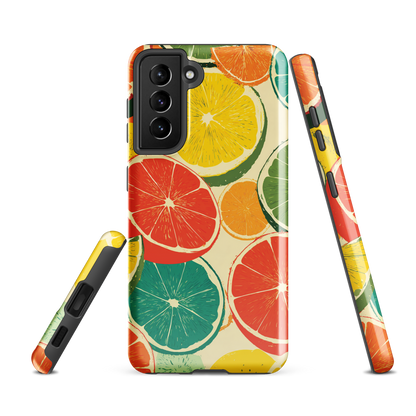 'Citrus Pop' Samsung Galaxy S21 FE tough phone case - protective glossy case NZ Australia
