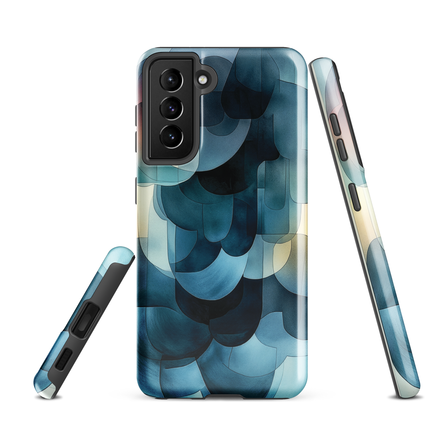 'Blue Forms' Samsung Galaxy S21 FE tough phone case - protective glossy case NZ Australia