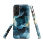 A modern abstract phone case featuring layered blue forms and soft flowing shapes.
