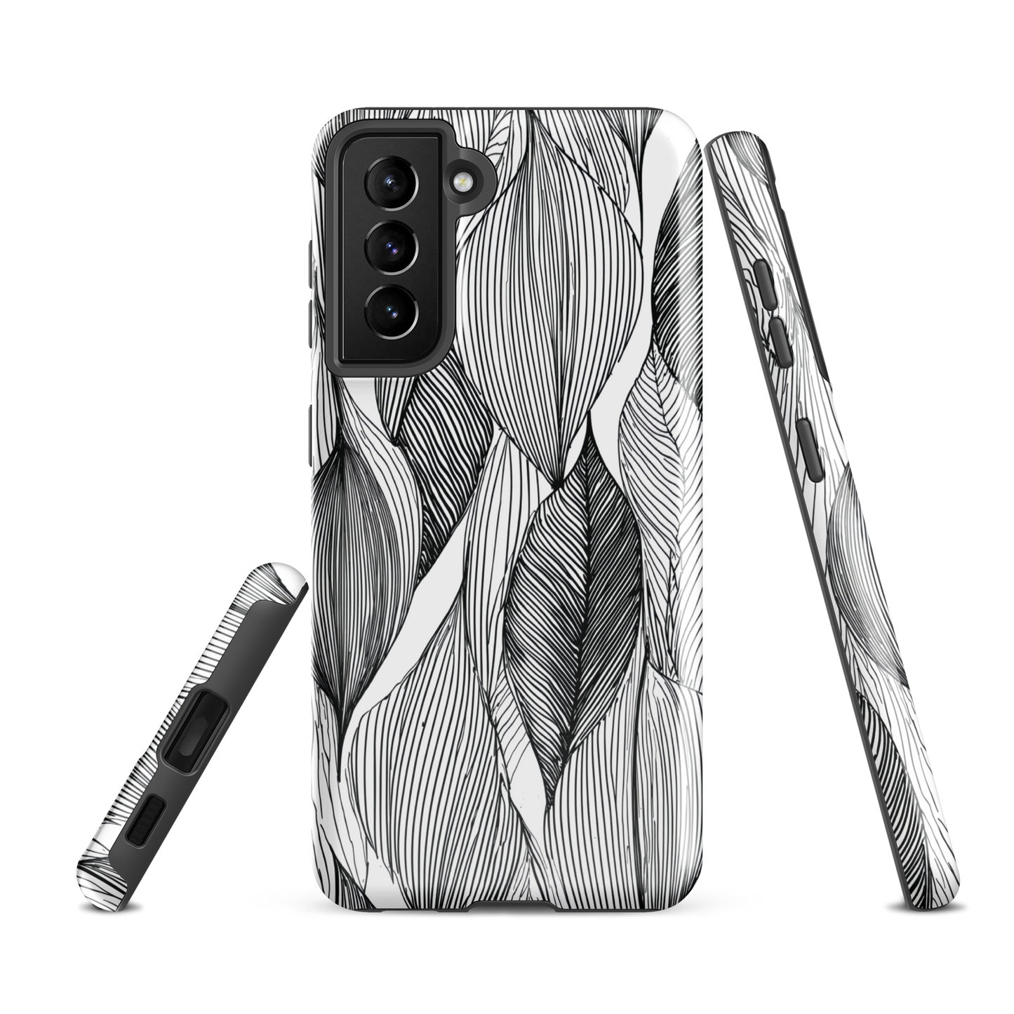 'Botanical Lines' Samsung Galaxy S21 FE tough phone case - protective glossy case NZ Australia