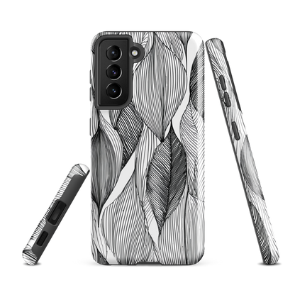 'Botanical Lines' Samsung Galaxy S21 FE tough phone case - protective glossy case NZ Australia