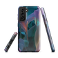Ethereal abstract floral designer phone case in pastel pink, lilac and teal tones