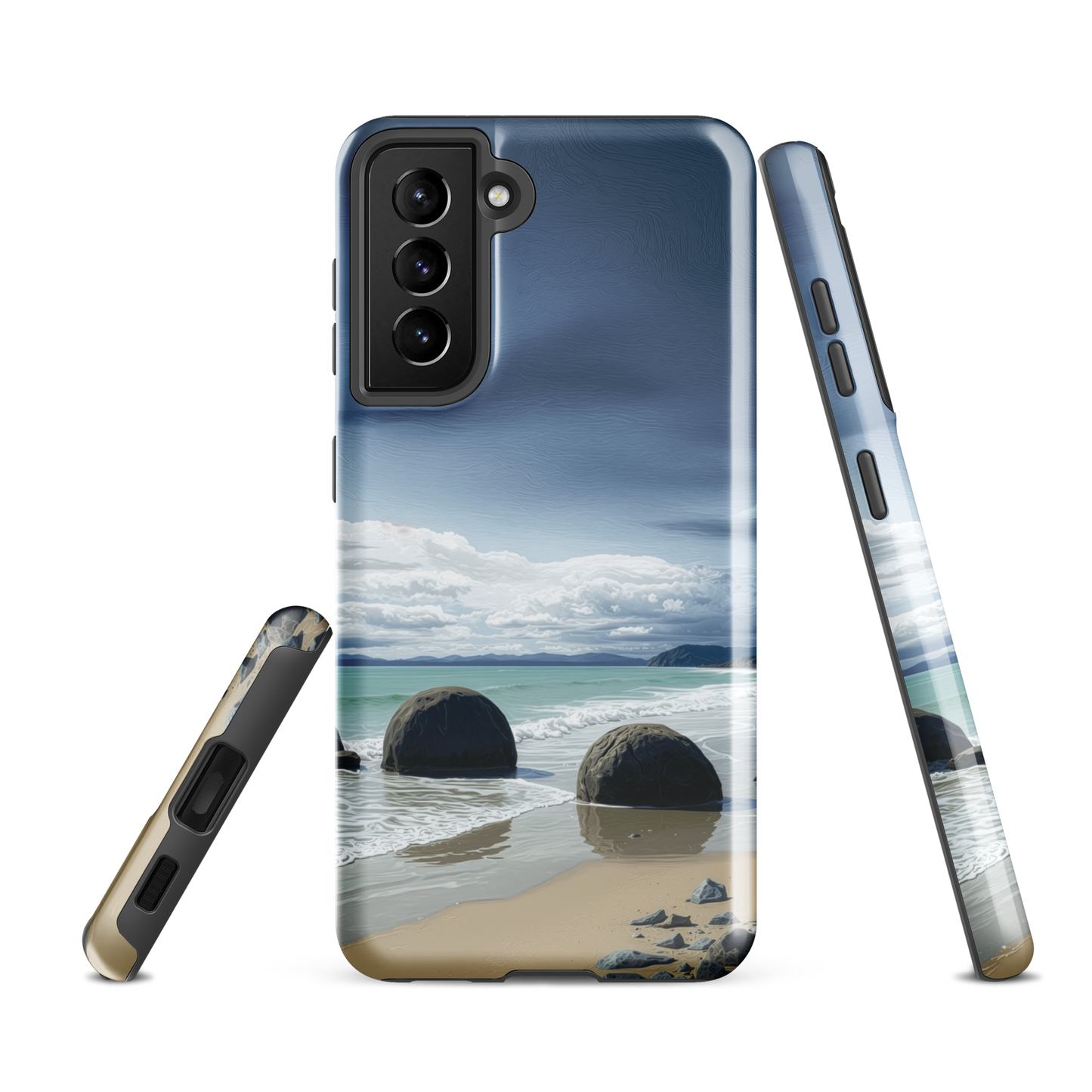 'Moeraki Boulders' Samsung Galaxy S21 FE tough phone case - protective glossy case NZ Australia