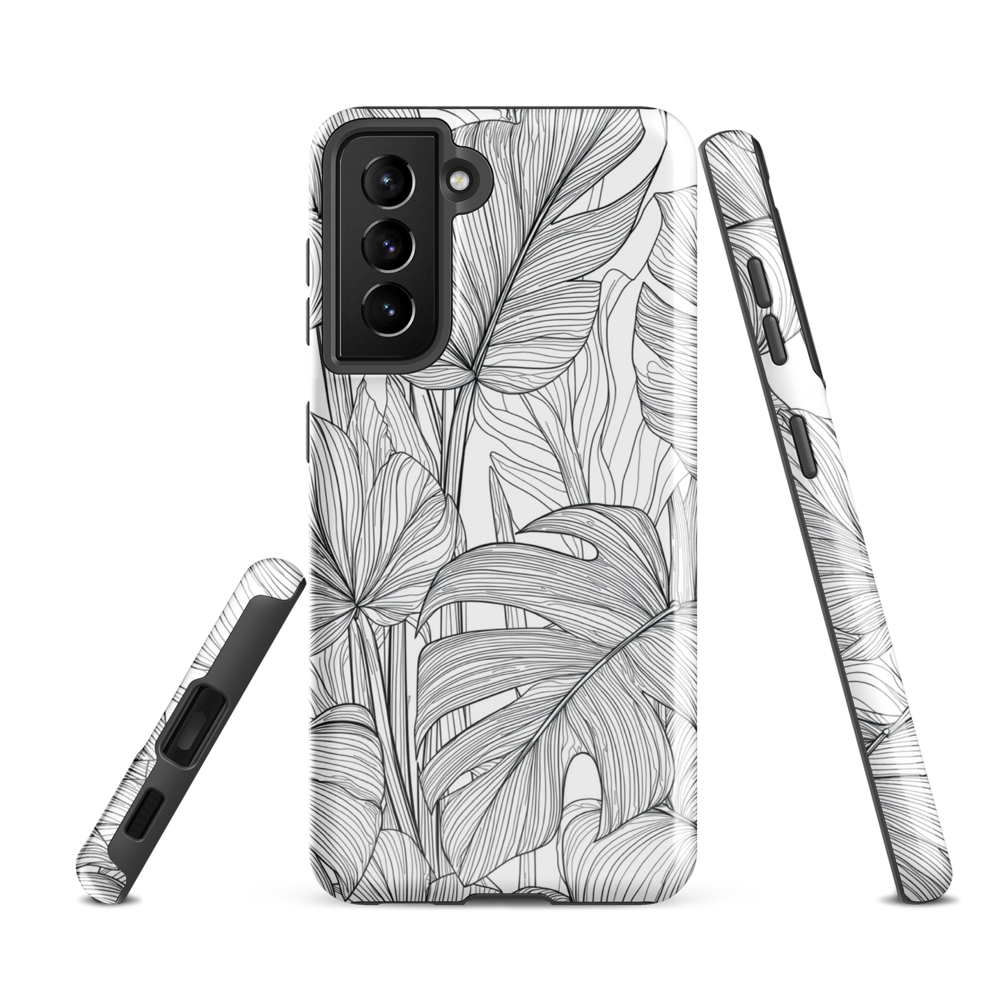 'Tropical Lines' Samsung Galaxy S21 FE tough phone case - protective glossy case NZ Australia