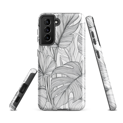 'Tropical Lines' Samsung Galaxy S21 FE tough phone case - protective glossy case NZ Australia