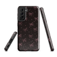 Midnight Bow seamless repeat pattern — pink hand-drawn ribbon bows and sparkle stars on a black background