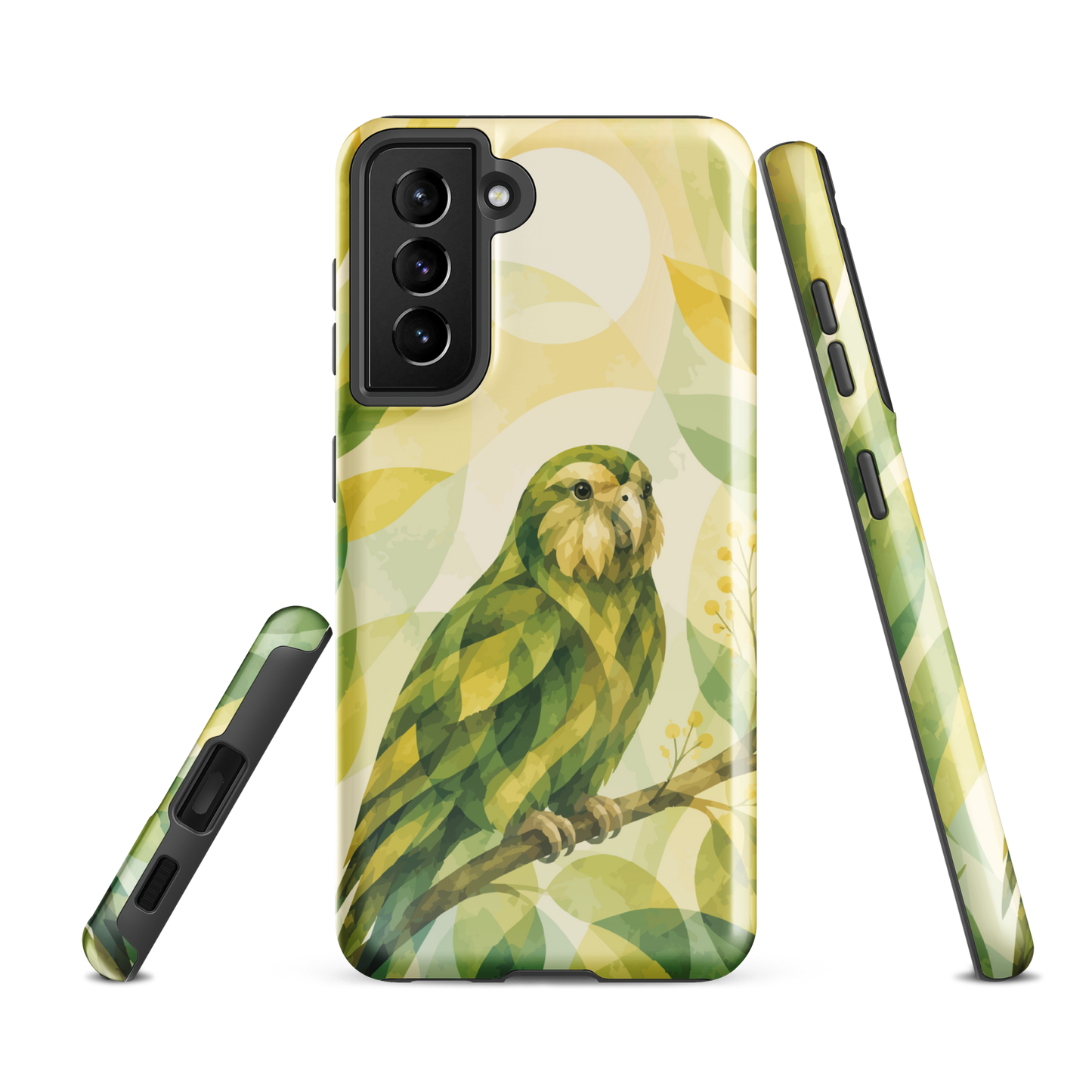 'Kākāpō' Samsung Galaxy S21 FE tough case - protective glossy case NZ Australia