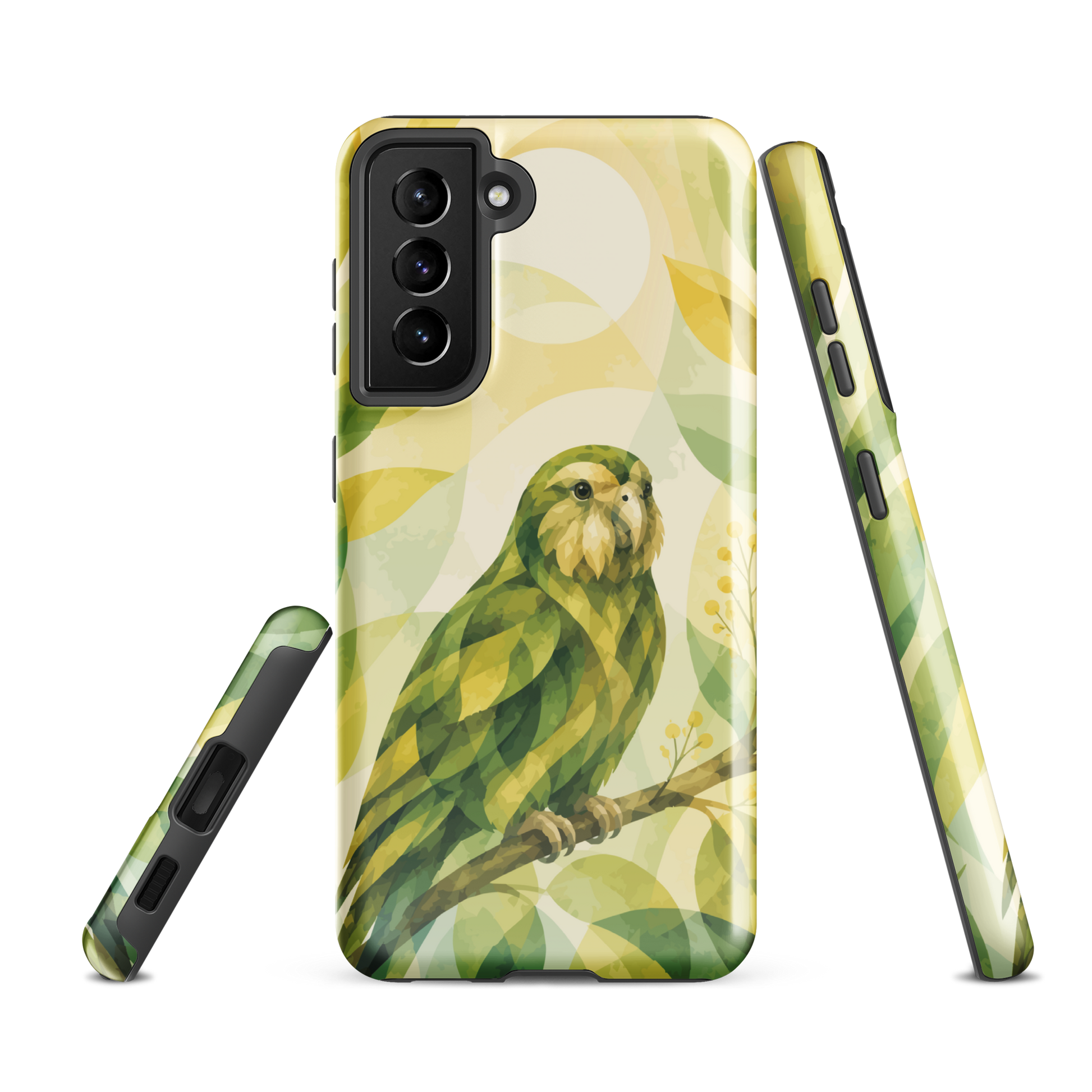 'Kākāpō' Samsung Galaxy S21 FE tough case - protective glossy case NZ Australia