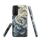 'Whisper' Samsung case features a stunning close-up of softly painted peony blooms in dreamy shades of ivory, grey, and smoky blue.