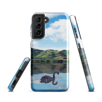 'Black Swan' Samsung Galaxy S21 tough phone case - protective glossy case NZ Australia