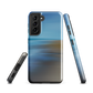 Ocean Breeze phone case with abstract blue and sandy tones inspired by sea and sky.