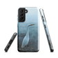 Phone case with a white heron standing in a misty wetland scene.