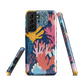 Colourful coral reef phone case design in pink, blue and yellow by NZ artist Ben Hart
