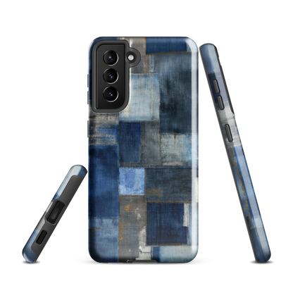 'Indigo Patchwork' Samsung Galaxy S21 tough phone case - protective glossy case NZ Australia