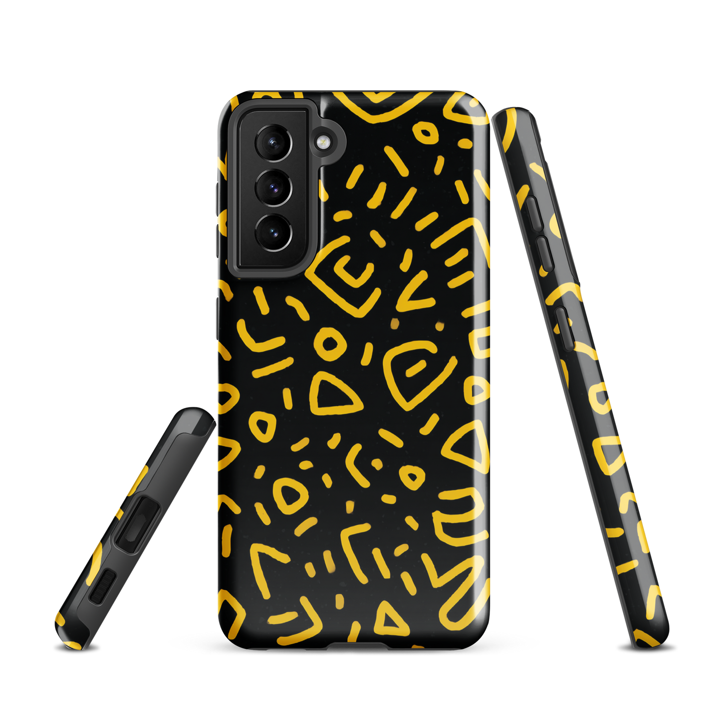'Retro Scribbles' Samsung Galaxy S21 tough phone case - protective glossy case NZ Australia