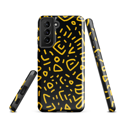 'Retro Scribbles' Samsung Galaxy S21 tough phone case - protective glossy case NZ Australia
