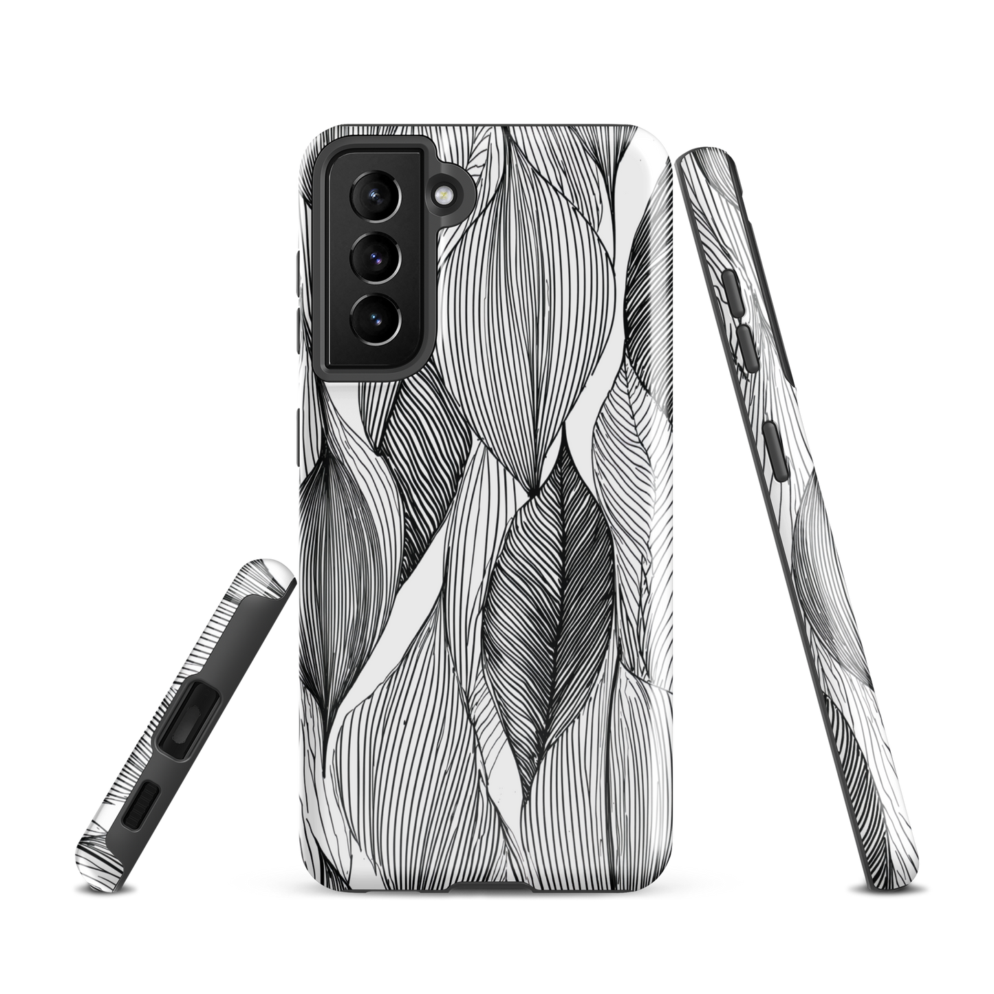 'Botanical Lines' Samsung Galaxy S21 tough phone case - protective glossy case NZ Australia
