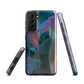 Ethereal abstract floral designer phone case in pastel pink, lilac and teal tones