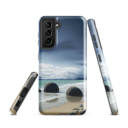 'Moeraki Boulders' Samsung Galaxy S21 tough phone case - protective glossy case NZ Australia